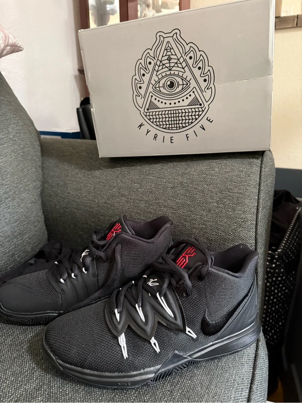 Nike Kyrie Five Men's Basketball Shoes - Black with Red Accents